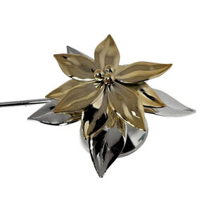 Department 56 Poinsettia Silver Gold Candle Snuffer 8019-5 Original Box Unused